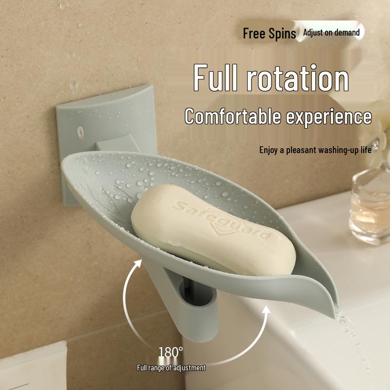 Punch-Free Wall-Mounted Leaf Soap Dish - Non-Accumulating, Draining Design for Bathroom & Laundry