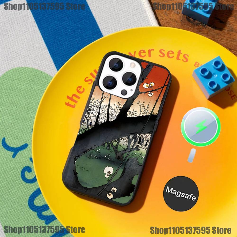 Japan Style Ukiyo-e Art Phone Case For iPhone 17,16,15,14,13,12,11,Pro,Max,Plus,Mini,SE4,E Magnetic Magsafe Wireless Charging
