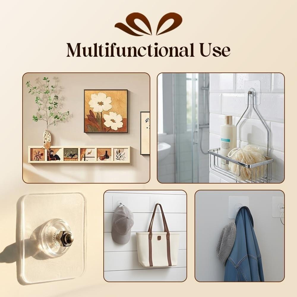 No Need To Punch Holes No-Drill Screw Stickers Transparent Seamless Nail Free Stickers Wall Mounted Acrylic Key Bag Hooks
