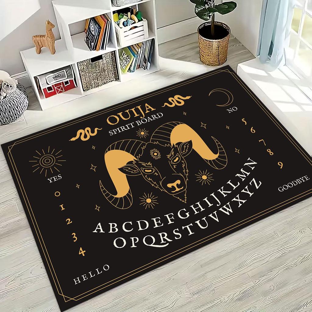 3D Retro Witch Ouija Gothic Spirit Board Rug for Bedroom Living Room Sofa Home Doormat Decor, Large Kids Play Non-slip Floor Mat