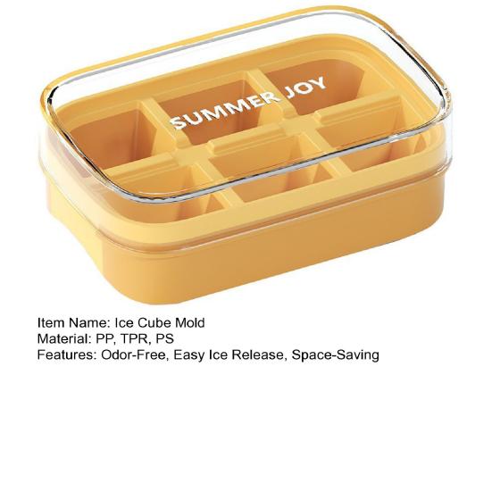 Ice Cube Mold with Sealed Lid 6 Cavity Push-Type Design No Spill Stackable Ice Tray for Pure Odor-Free Easy-Release Reusable