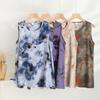 Gradient Tie-Dye Butterfly Floral Round Neck Sleeveless Rayon Tank Top