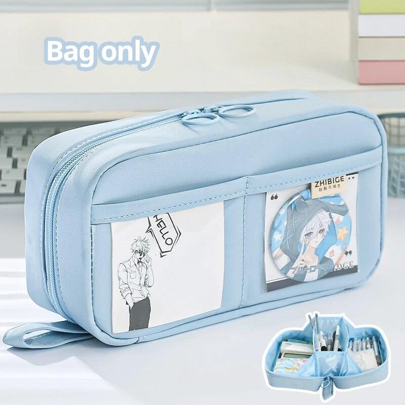 Transparent Pencil Bag with Large Capacity Volcano Shape Convenient for Storing Rulers Pens Memos Can Fit on a 180° Flat Desk