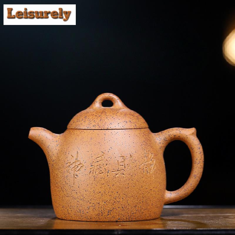 280ML Authentic Yixing Purple Clay Teapots Handmade Pot Raw Ore Section Mud Tea Brewing Kettle Zisha Tea Set Teaware Ornaments