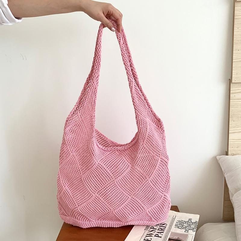 Hollow mesh woven women's bag summer shoulder underarm tote bag large capacity