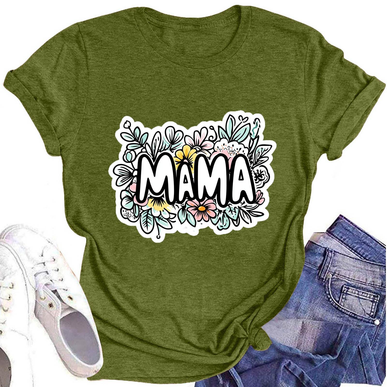 

Женская модная футболка с круглым вырезом и коротким рукавом, повседневный топ с принтом ко Дню матери S