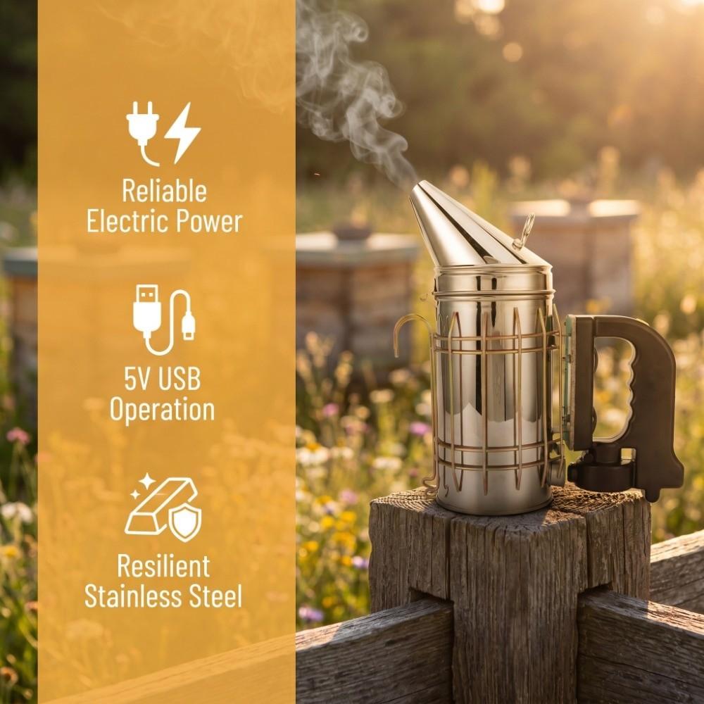 2 Pcs Set Detachable Electric Beehive Smoker Beehive Smoking Tool  Apiculture Supplies