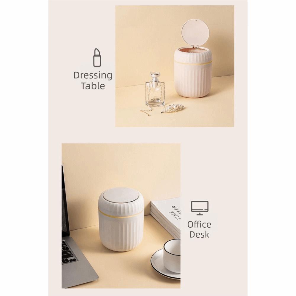 Non-slip Small Trash Can with Lid Round/Triangle Plastic Waste Bin Mini Desktop Trash Can  Kitchen