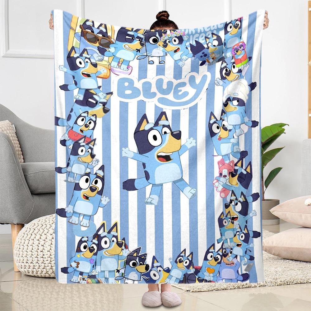 Bluey's Blue Fun Blanket Soft Warm Cozy Perfect for Office Chair Office Chair All-Season Use Stylish Decor Suitable for Gifting Relatives and Friends