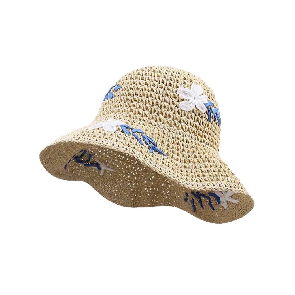 Flower Straw Hat Women'S Summer Hollow Sunshade Sunscreen Woven Bucket Hat French Seaside Beach Vacation Hat