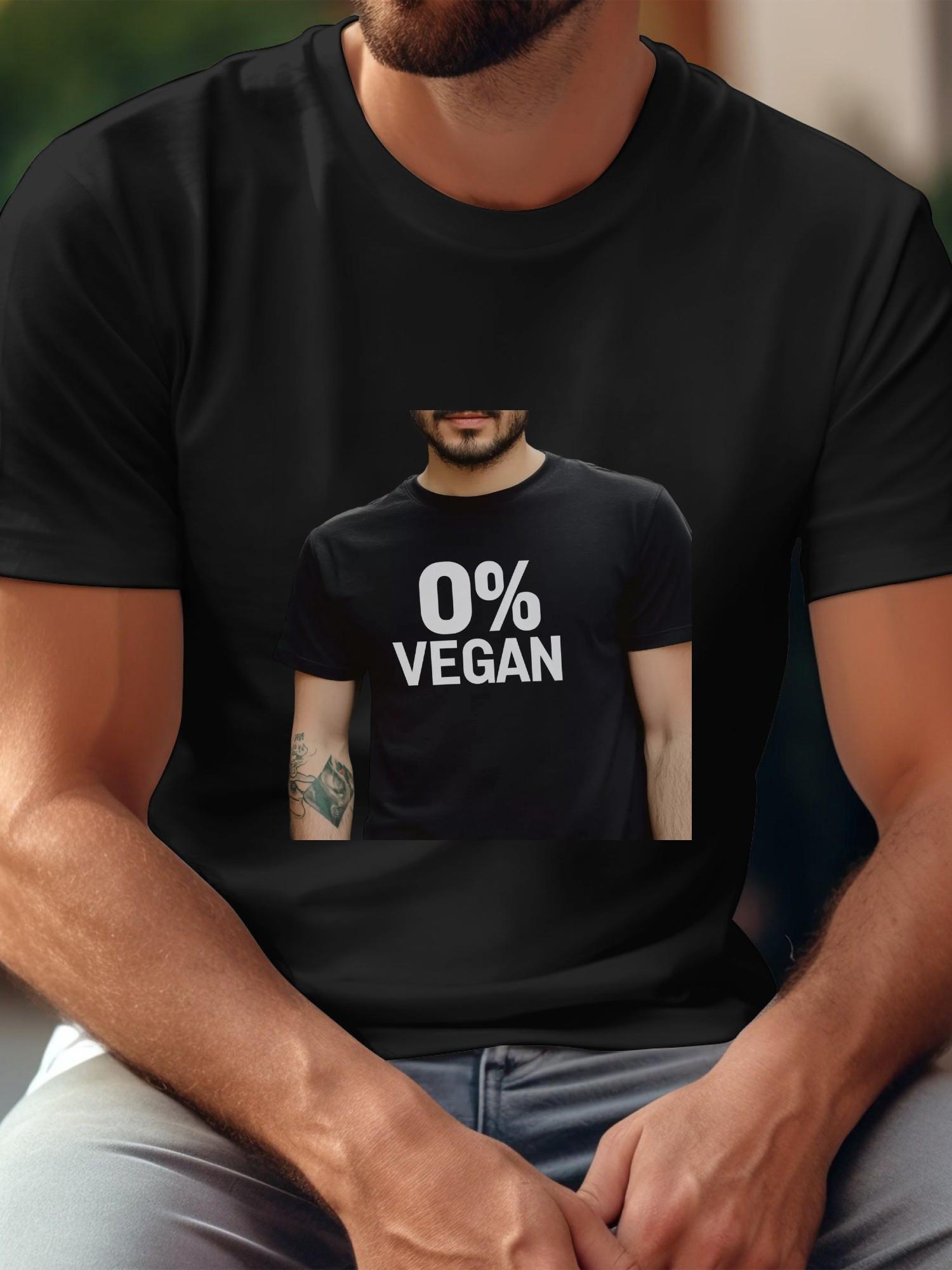 Vegan Bold Graphic Black T-shirt - 180g Cotton Crew Neck Short Sleeve Tee with 0% Vegan Slogan Print S