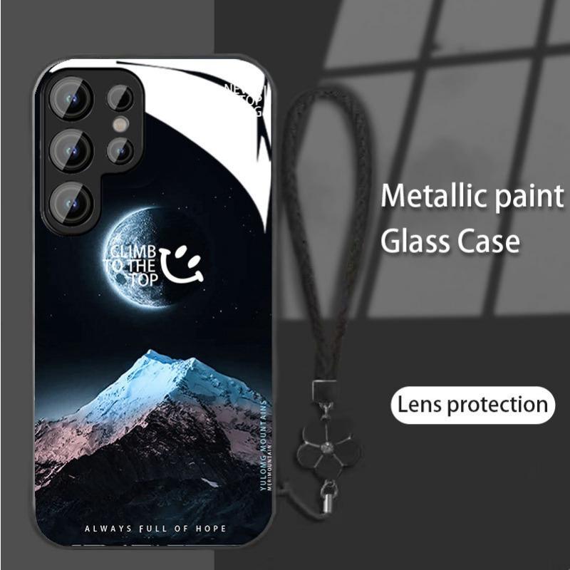 Snow Mountain Is Suitable for Samsung S24ULTRA Mobile Phone Case S23 Glass Mirror S22 Trendy Brand A52A54 Boys New A14
