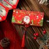 10 Slot Christmas Money Bag and Gift Card Holder - Santa Claus Holiday Design, Snowflakes, Trees, and "Merry Christmas" Text - Christmas Red Envelope
