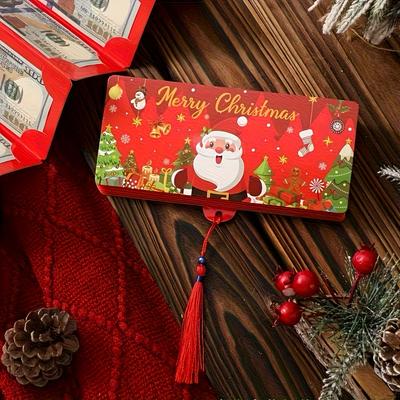 1/3pcs Christmas Cash Gift Card Holder 10 Grid Dollar Bill Cardboard Divider Holiday Party Supplies Game Cards Festive Money Bag