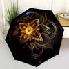 1pc Golden Mandala Auto-Fold Umbrella with One-Touch Open/Close - 8 Reinforced Ribs for Windproof Stability,  Yy251118136