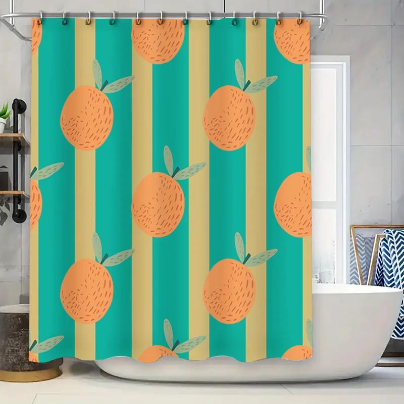 

Blue Green Yellow Orange Striped Shower Curtain Bathroom Decor Fabric Waterproof Home Accessories W60H190(CM)-1 Pcs