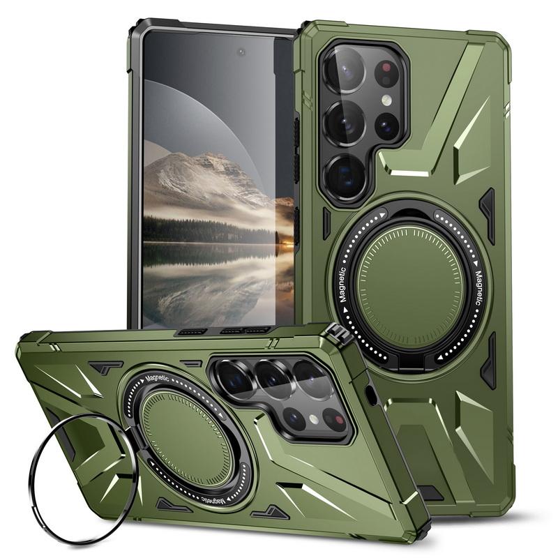 

Однотонный чехол для беспроводной зарядки Samsung S25 Ultra S24 S23 FE A55 A35 A15 A54 A14 A34 A24 с металлическим кольцом-подставкой и магнитной противоударной задней крышкой Samsung A34 5G темно-зеленого