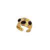 European and American Fashion Stainless Steel Ring French Medieval Turquoise Ring Titanium Steel Non-fading Jewelry