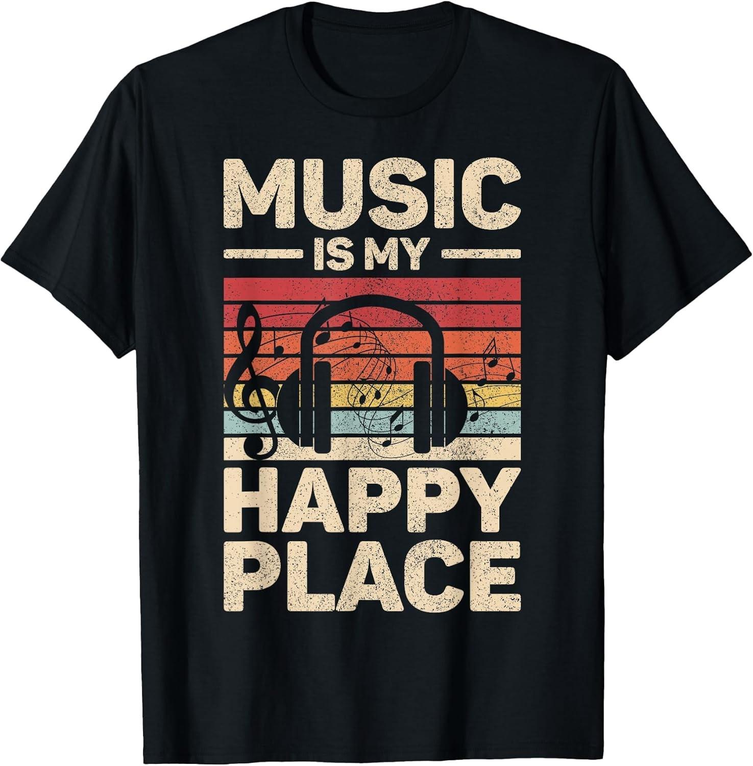 NEW LIMITED! Music is My Happy Place Musician Outfit EDM Music Tee - MADE IN USA XXXL