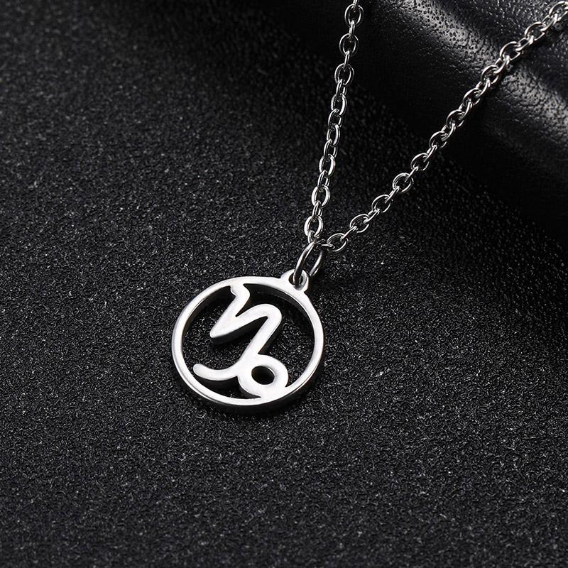 Teamer 12 Zodiac Stainless Steel Necklace Women Men Gemini Aries Libra Taurus Twelve Constellation Birthday Gifts Wholesale