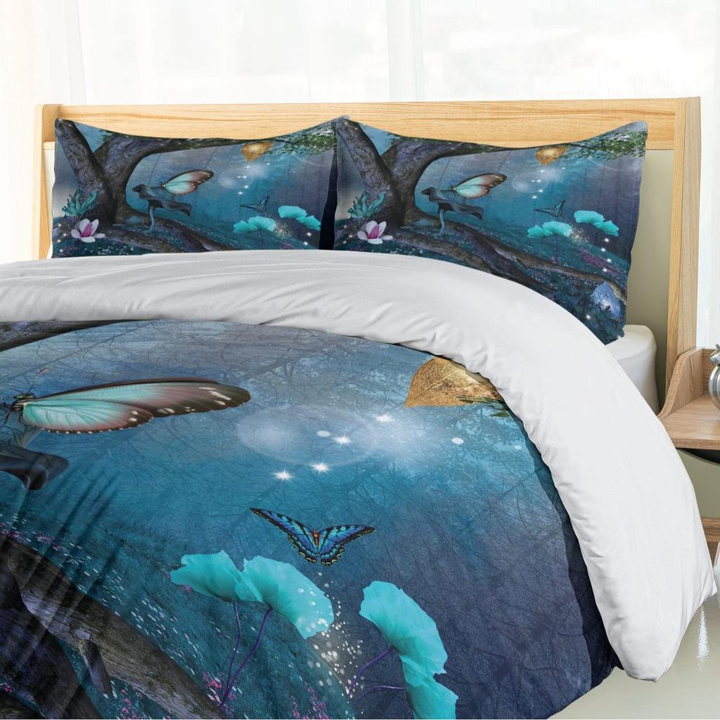 Mysterious Forest Flower Three-Piece Quilt Cover Digital Printing Bedding Set Bed Cover