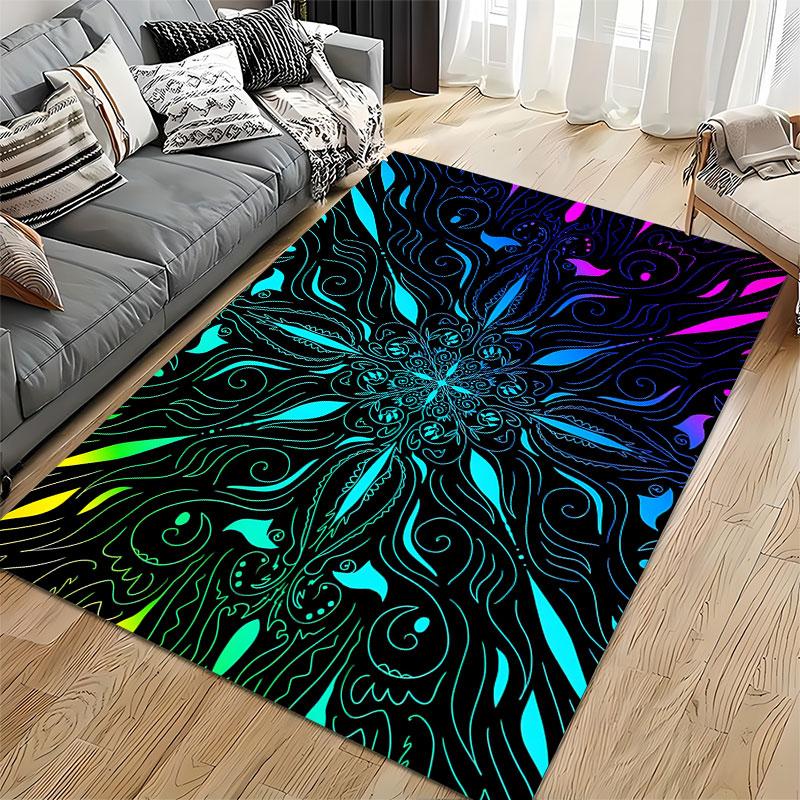 Colorful Mandala Pattern Carpet suitable as a non-slip mat for the living room or bedroom sofa