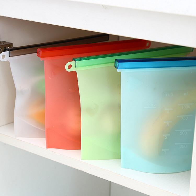 Sacos de silicone para armazenamento de alimentos: Sacos Seláveis Reutilizáveis Resistentes a Altas Temperaturas para Camping, Alimentos e Frutas.