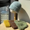 New Solid Color Big Head Hat with Holes Lazy Large Plate Pit Striped Woolen Hat Face  Showing Knitted Hat Casual Hat Trendy