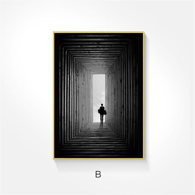 

Рамка из цельного дерева, современная скандинавская черно-белая космическая настенная живопись, холст, живопись, постеры, принты, абстрактные изображения зданий для гостиной, домашний декор 15*20cm(with frame)