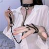 Dark Gothic Style Solid Color Choker Chain Traction Rope Women Fashion Leather Necklace Punk Street Dance Party Cool Accessories