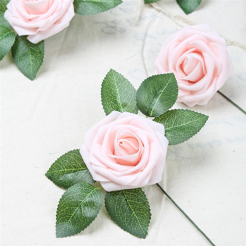 25pcs 8cm PE Foam Artificial Rose Flowers Fake Flower Wedding Decor DIY Scrapbooking Craft Home Decoration