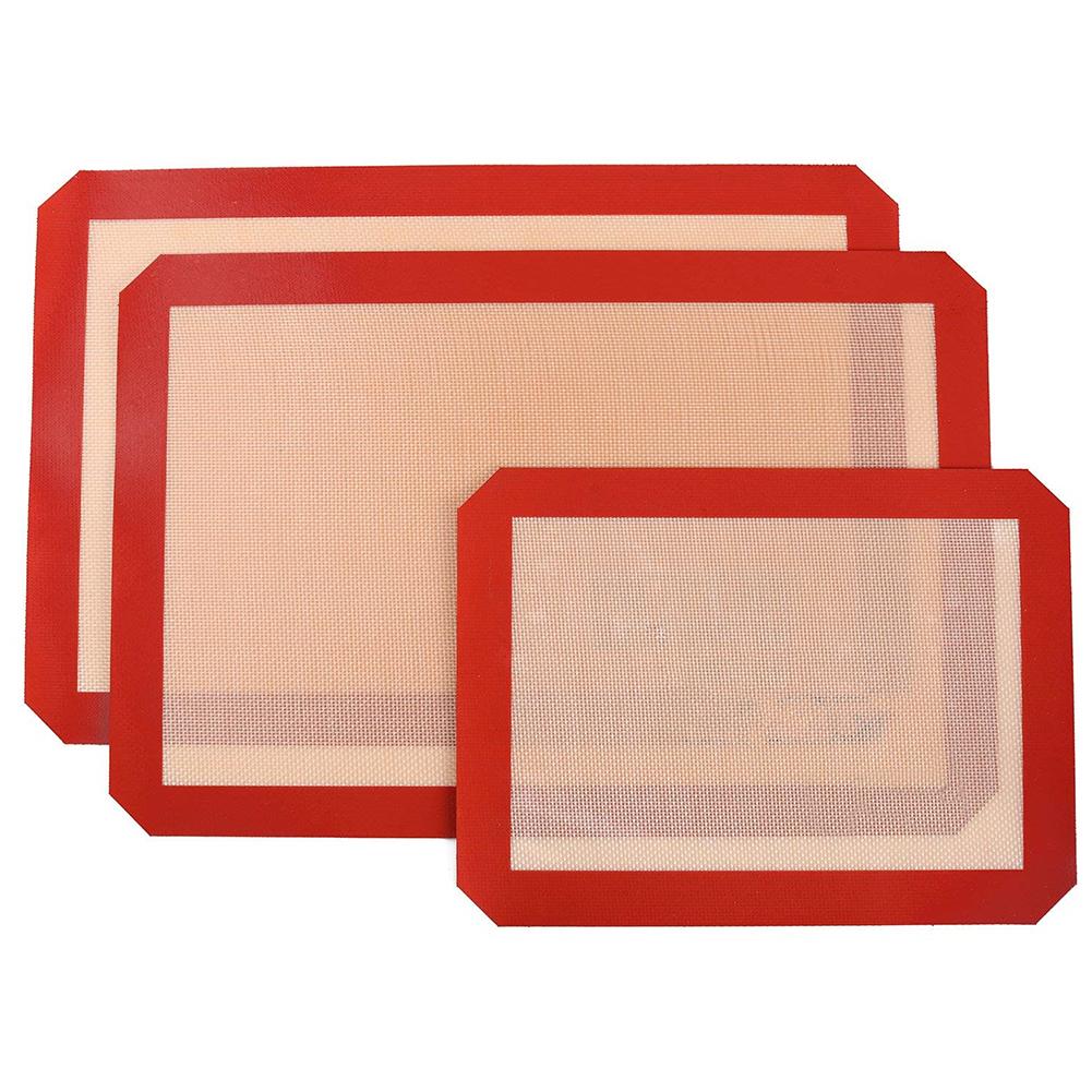 3Pcs Non Stick Silicone Baking Mat Set for Bake Pans Toaster Oven Macaron Pastry Bread 3pcs#0