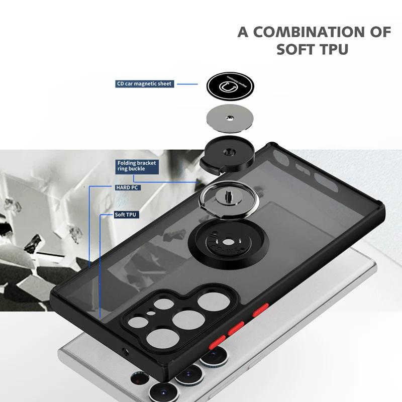 Funda For Samsung Galaxy S25 S24 S23 S22 S21 S20 FE S10 Note 20 10 Plus Ultra Shockproof Magnetic Ring Holder Case Stand Cover