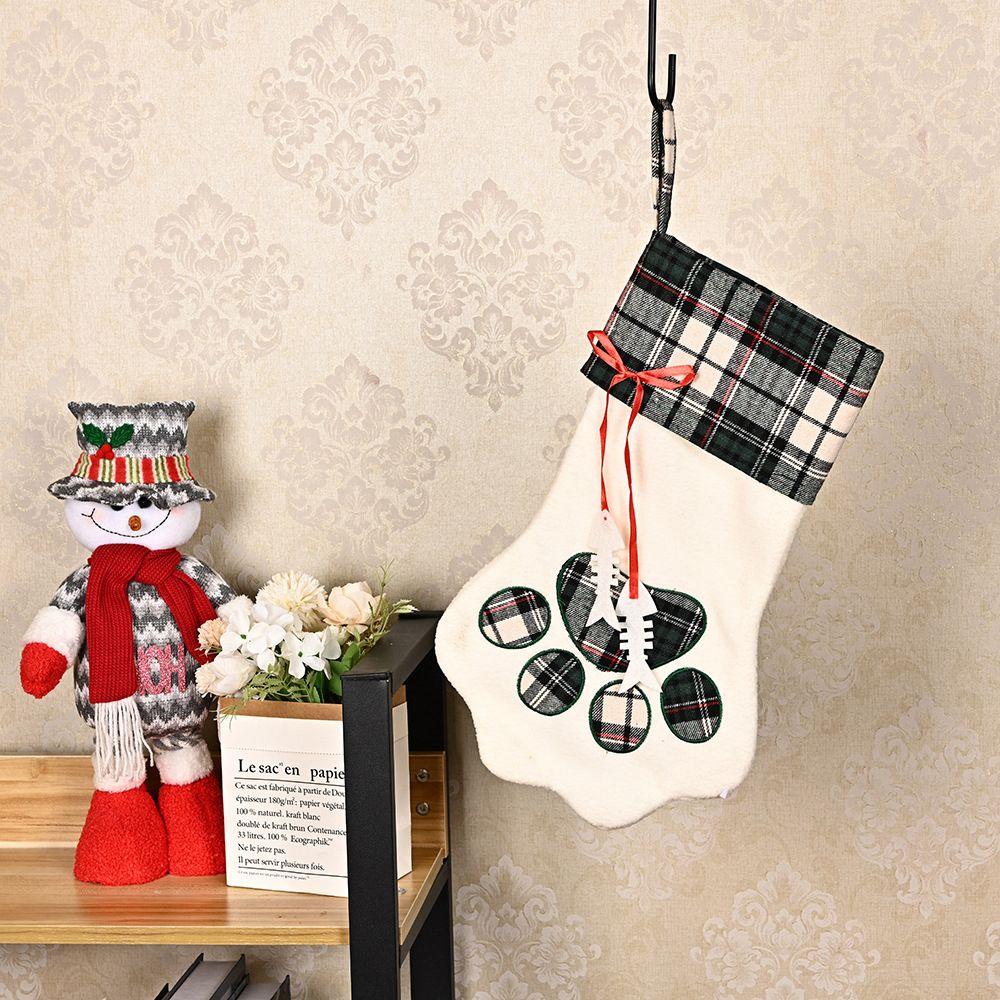 Christmas Holiday Hanging Fireplace Plaid Decoration Christmas Stockings Pet Supplies Ornaments