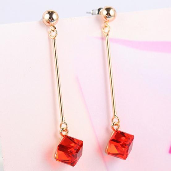 New Korean Style Simple Clear Rhinestone Dangle Eardrop Women's Wedding Earrings