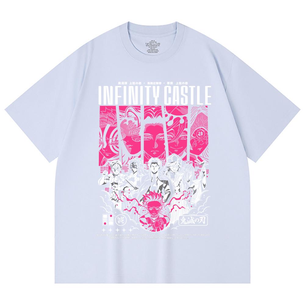 230 Gsm 100% Cotton Demon Slayer V89 Infinity Castle Print Unisex Heavy Cotton T Shirt