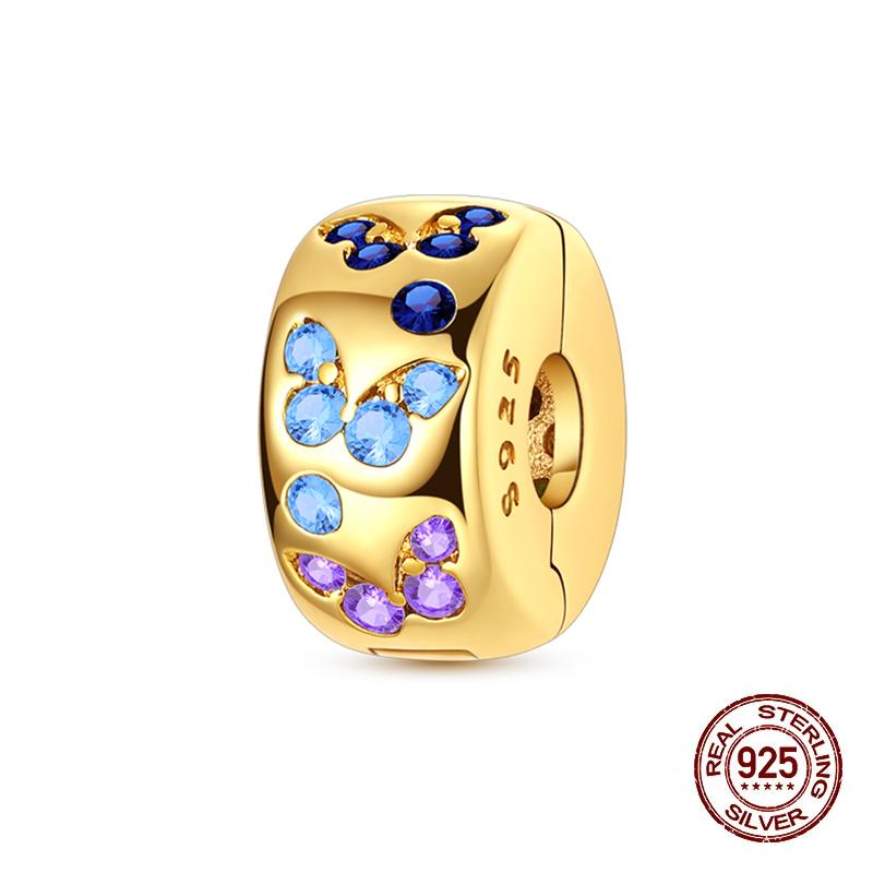 

Copper Clasp Copper Cz Pave Clip Charms Butterfly Beads Stopper Safety Chain Fit Original Bangle Bracelet Jewelry C