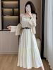 Lace-Up Backless Salt-Based Design Long Dress - Sweet Two-Piece Set for Women