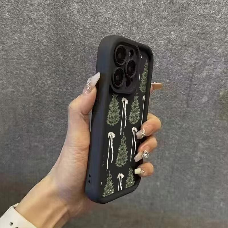 Phone Case For iPhone 17 Pro Max 16E 15 14 13 12 11 XS X XR 7 8 Plus Air Joyful Christmas Tree Bow Design Shockproof Cover
