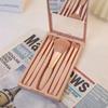5-Piece Makeup Brush With Mirror Portable Box Eyeshadow Brush Loose Powder Brush Mini Multi-Function Full Set Of Beauty Brushes