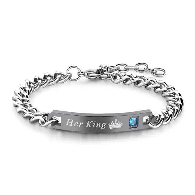 

Модный женский браслет с буквенной короной для пары, циркон, кристалл, ручная цепочка, праздничные подарки