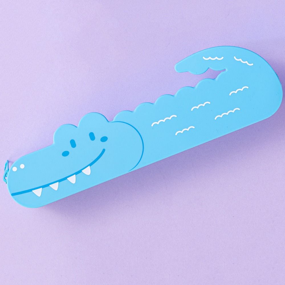 Silicone Pencil Case Cute Crocodile Zipper Penbag Portable Storage Pouch  Students