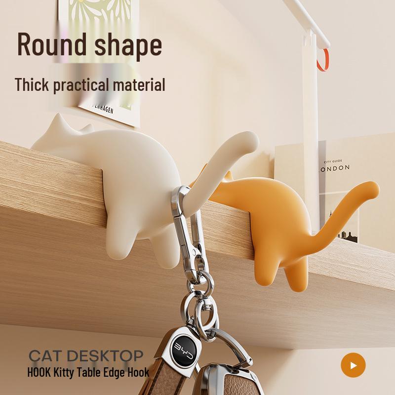 Seamless No-Punch Cat Backpack Hook: Multifunctional Student Desk Bag Hanger