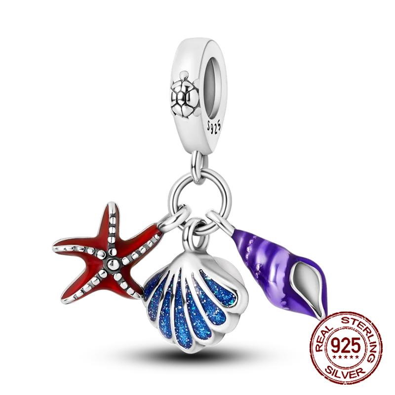 Copper Ocean Theme Turtle Octopus Seashells Charms Beads Fit Original Bracelets Diy Jewelry Making Women