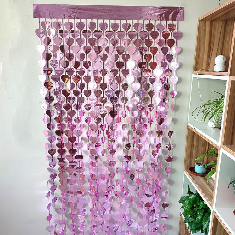 Creative Party Decoration Peach Heart Love Door Curtain Fashion Valentine's Day Wedding Party Decor Sequin Curtains