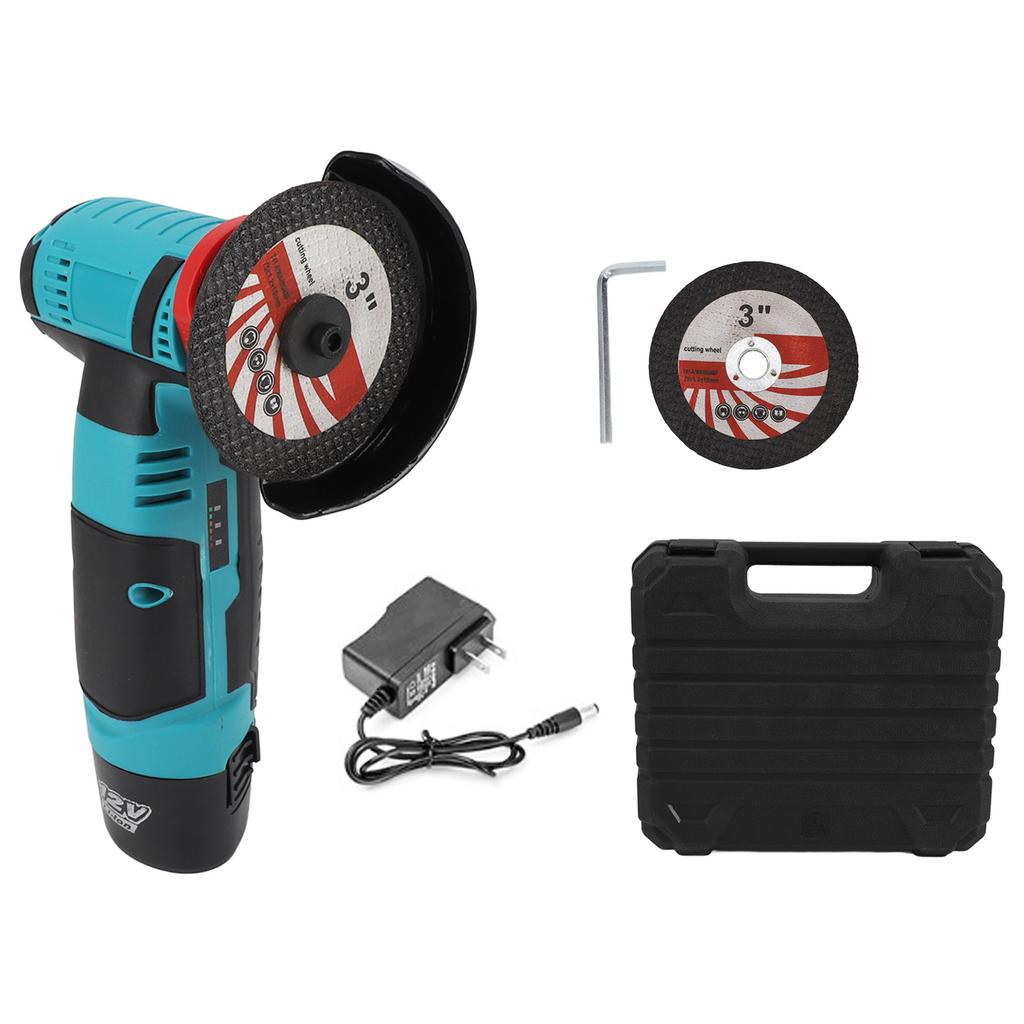 3in Angle Grinder Cordless Electric Grinding Tool 12V Handheld 1500mAh Light Weight Mini Grinder