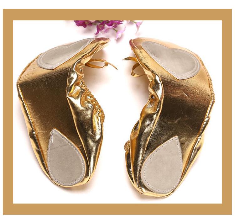 Huayu Dance Performance Shoes: Gold Belly Dance Flats with Soft Sole & High Heel Versatile for Indian and Square Stage
