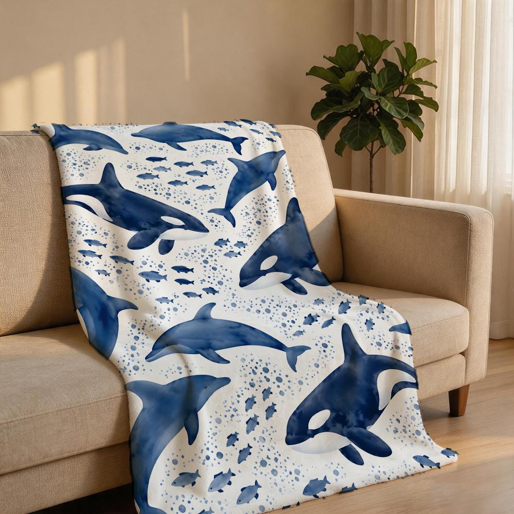 BlueOceanMarine Throw Short Plush Throw Blanket Soft Skin-Friendly Multi-Scene Home Office