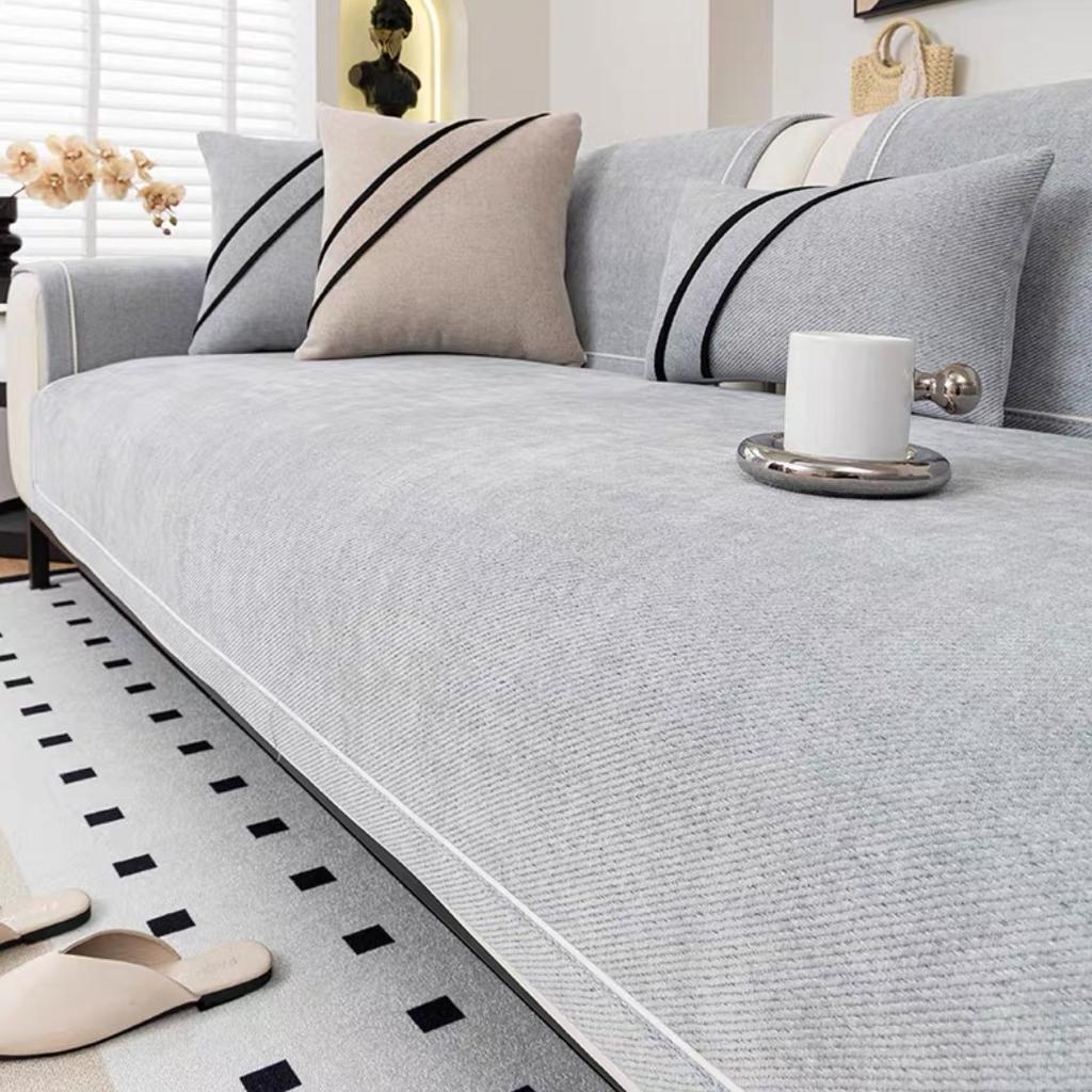 [Heavy Non-Slip Sofa Protector Classic] Luxurious Chenille Sofa Cover with Decorative Stitching - Thick, Sofa Towel