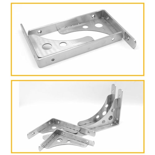 KKlewu L-Shaped Stainless Steel Iron Shelf Brackets, 2-Way, Heavy-Duty, with Screws, Set of 2 (200mm)